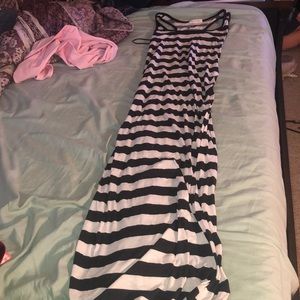 Black and white long skin tight maxi dress